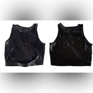 brazel//wear ope back shine lace Crop Top